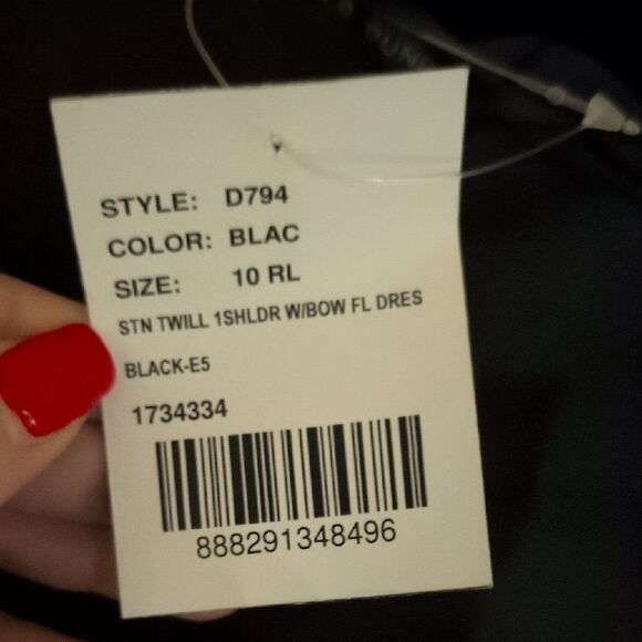 NWT Alfred Sung Bow One-Shoulder Satin Trumpet Gown Black Size 10 - Picture 8 of 14